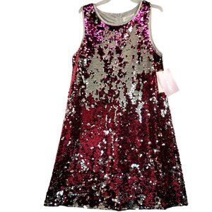 Lavender Girls Flippable Sequins A Line Dress 14/16 Pink Silver Glam Festival